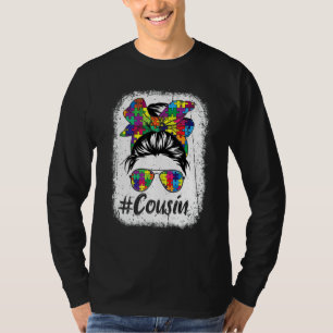 Camiseta Engraçado Mensagem Bun Cousin Autism Quebra-cabeça