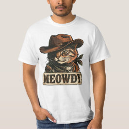Camiseta Engraçado Meowdy Cowboy Gato Estética Ocidental Vi