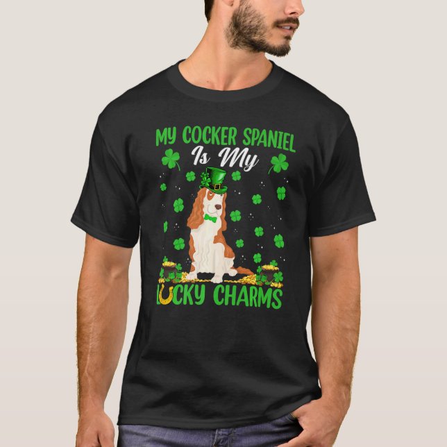 Camiseta Engraçado, Meu Cocker Spaniel É Minha Sortuda Rua  (Frente)