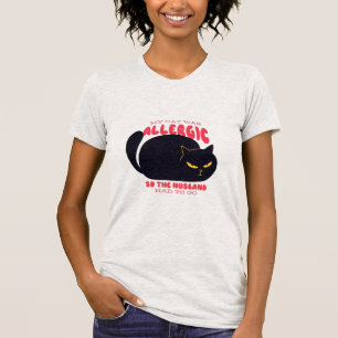 Camiseta Engraçado Meu Gato Era Alérgico Então O Marido 