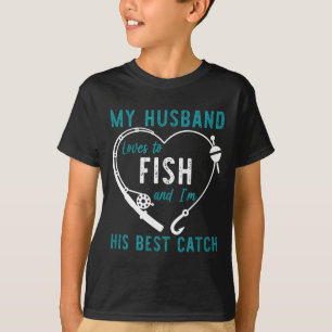 Camiseta Engraçado Meu marido ama peixe e eu sou sua captur
