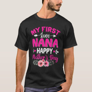 Camiseta Engraçado Meu Primeiro Amor Nana Cute Flower Dia d