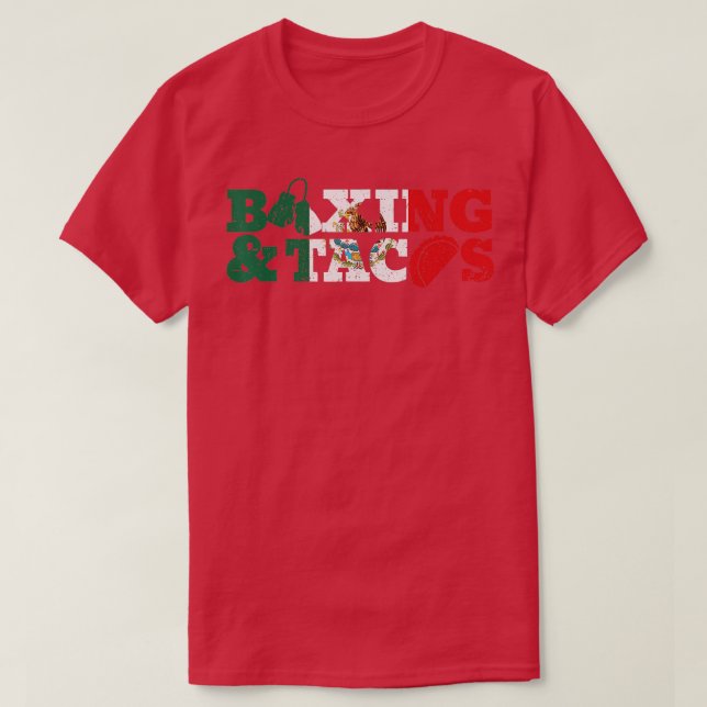 Camiseta Engraçado México Boxando Taco Presente Mexicano pa (Frente do Design)