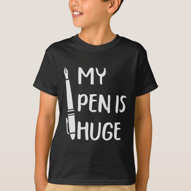 Camiseta Engraçado Minha Caneta É Enorme _1  (Frente)