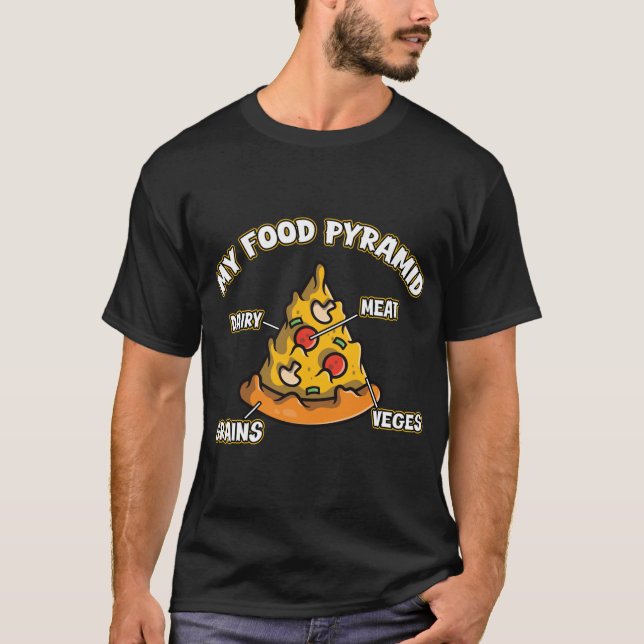 Camiseta Engraçado Minha Pirâmide Comida Pizza Pizzeria Com (Frente)