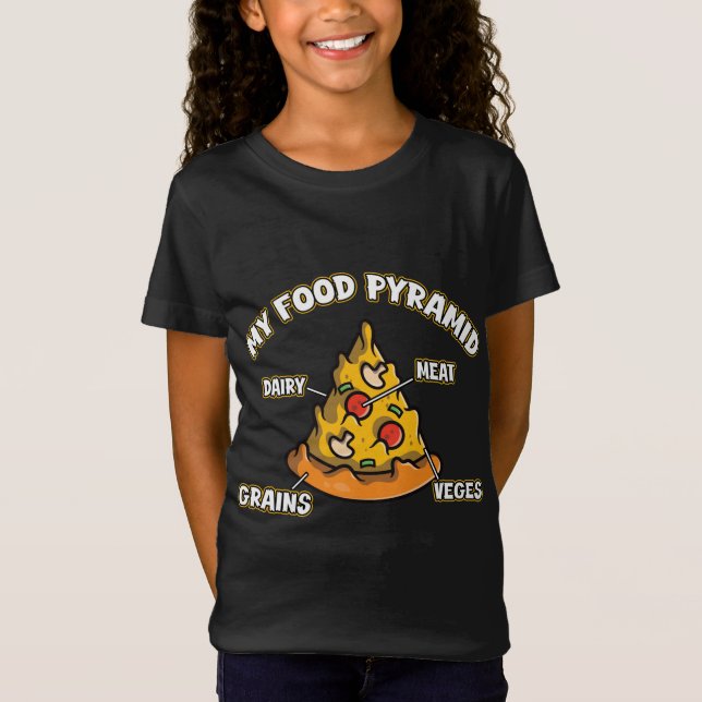 Camiseta Engraçado Minha Pirâmide Comida Pizza Pizzeria Com (Frente)