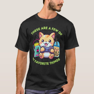 Camiseta Engraçado Minhas Coisas Favoritas Gamer Gato Boba