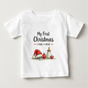 Camiseta Engraçado Minimalista Meu Primeiro Natal, Eu Fiz u