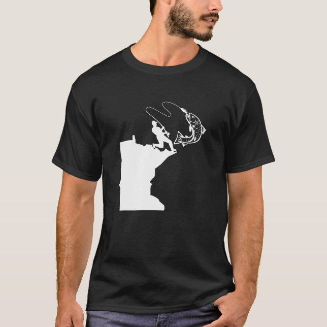 Camiseta Engraçado Minnesota Pescar MN Ama Pescar (Frente)