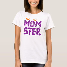 Camiseta Engraçado "Momster" Lançando Letras Halloween Mãe