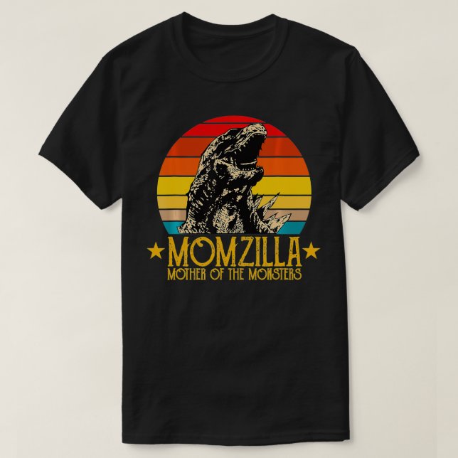 Camiseta Engraçado Momzilla Momster dia de as mães de vinta (Frente do Design)