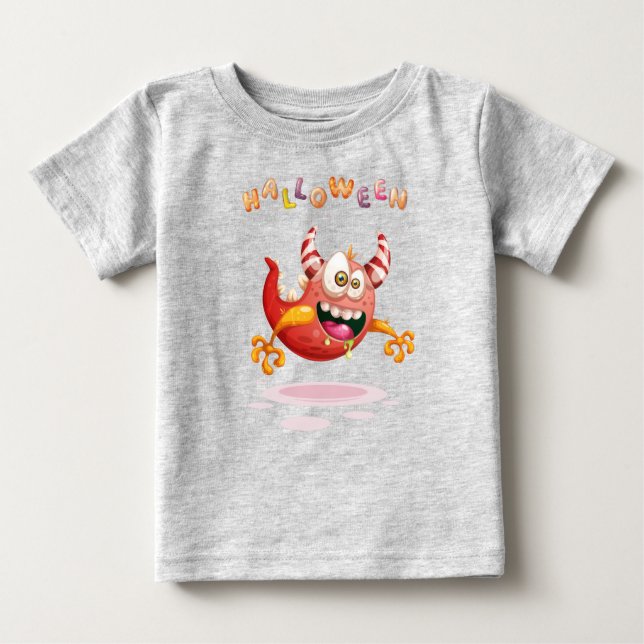 Camiseta Engraçado Monstro Infantil de Halloween Toddler Ba (Frente)