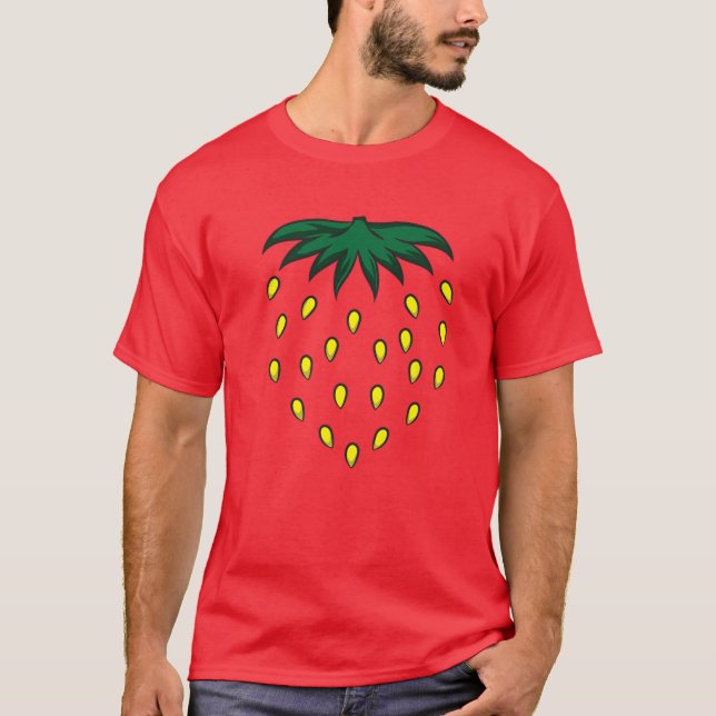 Camiseta Engraçado Morango Halloween Vermelho Berry Simples (Frente)