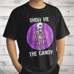 Camiseta Engraçado Mostre-Me O Esqueleto Seco Do Halloween.