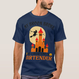 Camiseta Engraçado Motorista Halloween Minha Broom Quebrou