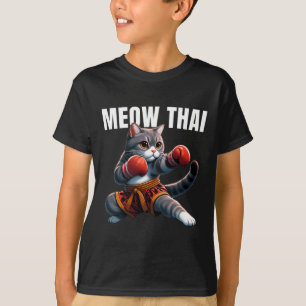 Camiseta Engraçado Muay Tailandês Cat Meow Tailandês Boxand