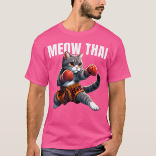 Camiseta Engraçado Muay Tailandês Cat Meow Tailandês Boxand