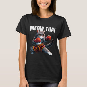 Camiseta Engraçado Muay Tailandês Cat Meow Tailandês Boxand