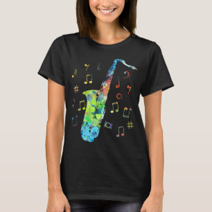 Camiseta Engraçado Músico saxofone Jazz Coloriu
