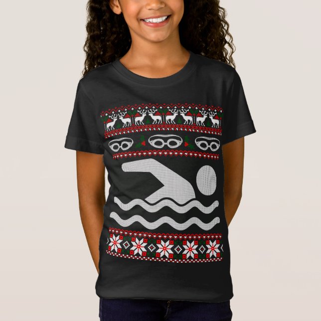 Camiseta Engraçado Nadando doce de Natal (Frente)