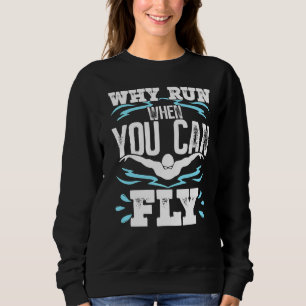 Camiseta Engraçado Nadar Borboleta Nadadora Por Que Correr
