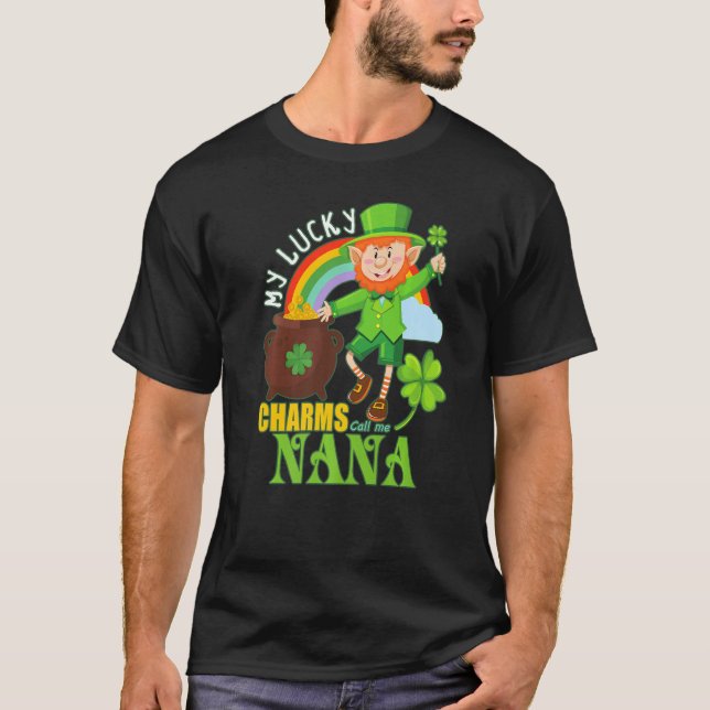 Camiseta Engraçado Nana Paddy Day St Patricks Sortudos Cham (Frente)