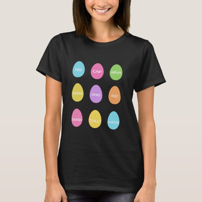 Camiseta Engraçado Não Boné Rizz Memória Páscoa Skibidi Pás (Frente)