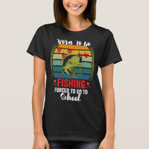 Camiseta Engraçado Nascido Para Ir Pescar Peixe Pescador Di