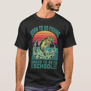 Camiseta Engraçado Nascido Para Ir Pescar Robalo Peixe Pesc