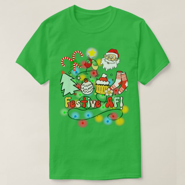 Camiseta Engraçado Natal Af (Frente do Design)