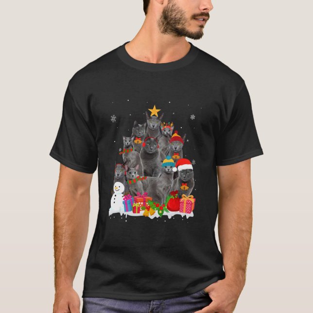 Camiseta Engraçado Natal azul russo (Frente)