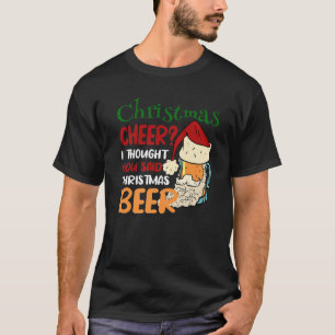 Camiseta Engraçado Natal Cheer Beer Mug No Chapéu De Papa