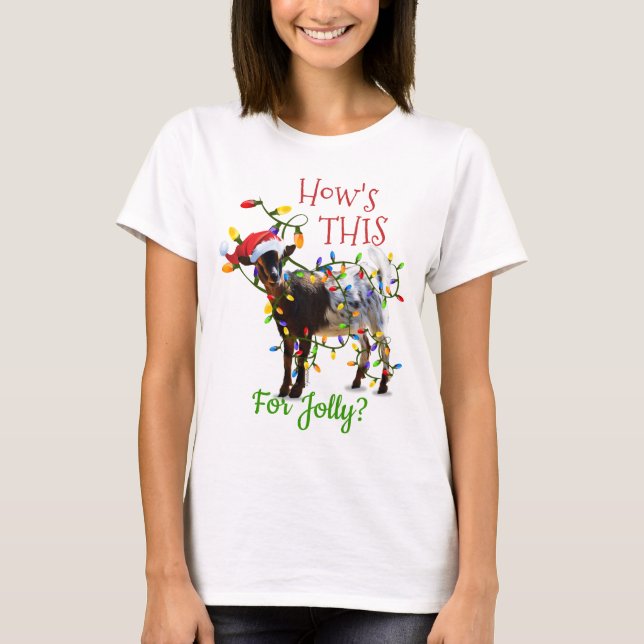 Camiseta Engraçado Natal como é isso para Jolly Goat (Frente)