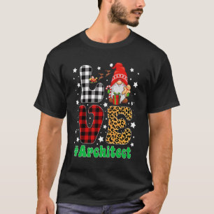 Camiseta Engraçado Natal Leopard Xadrez AMOR Arquiteto Gnom