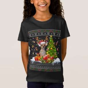 Camiseta Engraçado Natal Luzes Chihuahua Cachorro Engraçado
