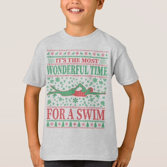 CAMISETA ENGRAÇADO NATAL NADANDO COTAS SUGAS (Frente)