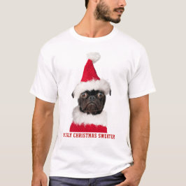 Camiseta Engraçado Natal Negro Pug Pugly Sweater
