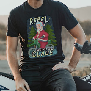 Camiseta Engraçado Natal Papai Noel Humor Moto Rebel