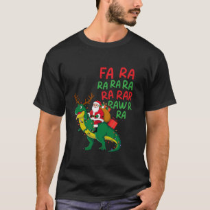 Camiseta Engraçado Natal T Rex Fa Ra Ra Lights Santa Hat Di