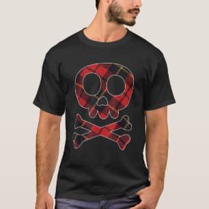 Camiseta Engraçado Natal Tartan Xadrez Crânio Crossbones T 