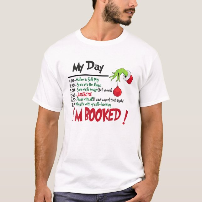 Camiseta Engraçado Natal Xmas G.Rin-Ch Meu dia Eu sou Bo.Ok (Frente)