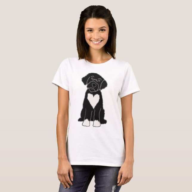 Camiseta Engraçado, negro, cachorro-d'água (Frente Completa)
