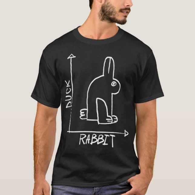 Camiseta Engraçado Nerd de Ciência Duck Rabbit Física Math  (Frente)