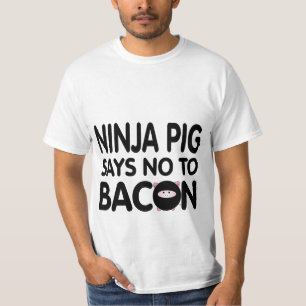 Camiseta Engraçado Ninja Pig diz não ao Bacon
