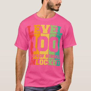 Camiseta Engraçado Nível 100 Dias De Escola Desbloqueados