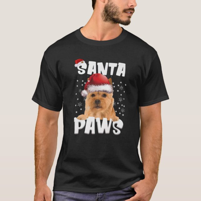 Camiseta Engraçado Norwich Terrier Christmas Lights Tree Co (Frente)