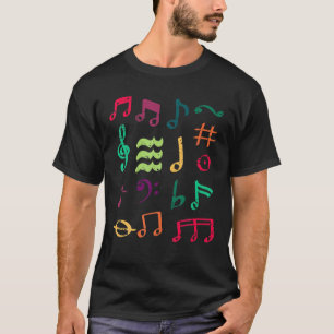 Camiseta Engraçado Notas Musicais Coloridas Símbolo Música