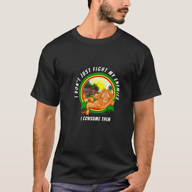 Camiseta Engraçado Novelty Dott Idea Eu CONSUMO MEUS INIMIG (Frente)