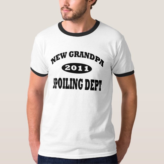 Camiseta Engraçado Novo Vovô Departamento de Spoiling (Frente)