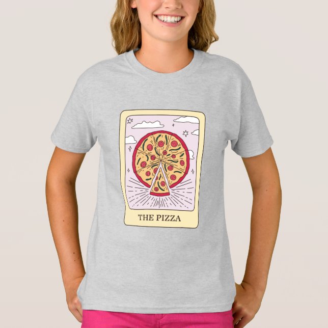 Camiseta Engraçado O Cartão De Tarô Da Pizza (Frente)
